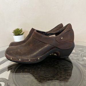 Merrell Luxe Espresso Clogs Heels Size 7 Brown Leather Western Mules J68680‎